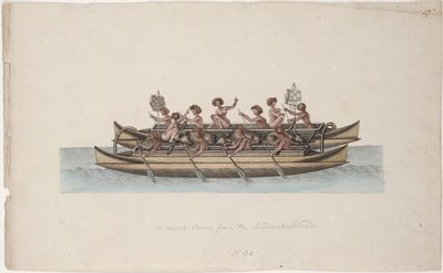 Hawaiian Double Canoe by Sigismund Bacstrom